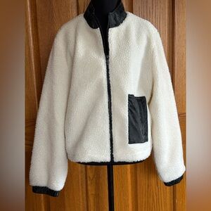 Juicy Couture Sherpa bomber jacket in a cream and black color, XL